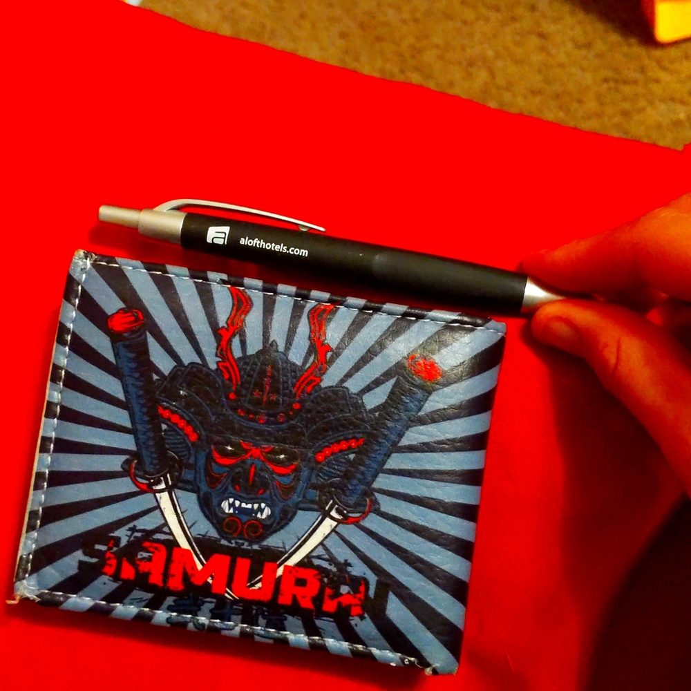 A samurai wallet black and grey